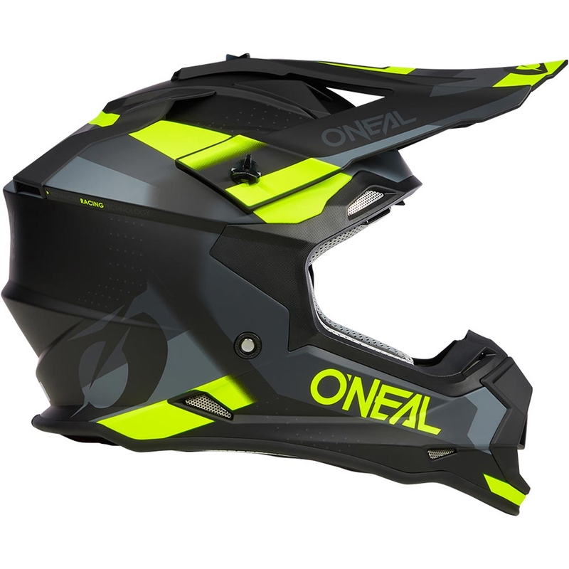 Kask motocrossowy O´Neal 2SRS Spyde matowy czarno-szaro-fluo żółty