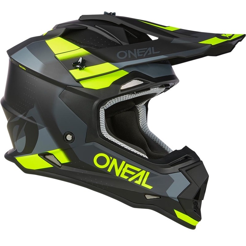 Kask motocrossowy O´Neal 2SRS Spyde matowy czarno-szaro-fluo żółty