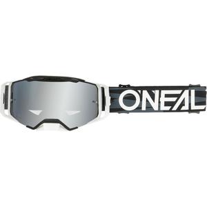 Gogle motocrossowe O´Neal B-33 Ictus czarno-białe (srebrne lustrzane pleksi)