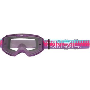 Okulary motocrossowe O´Neal B-10 Striped różowo-fioletowe (przezroczyste pleksi)