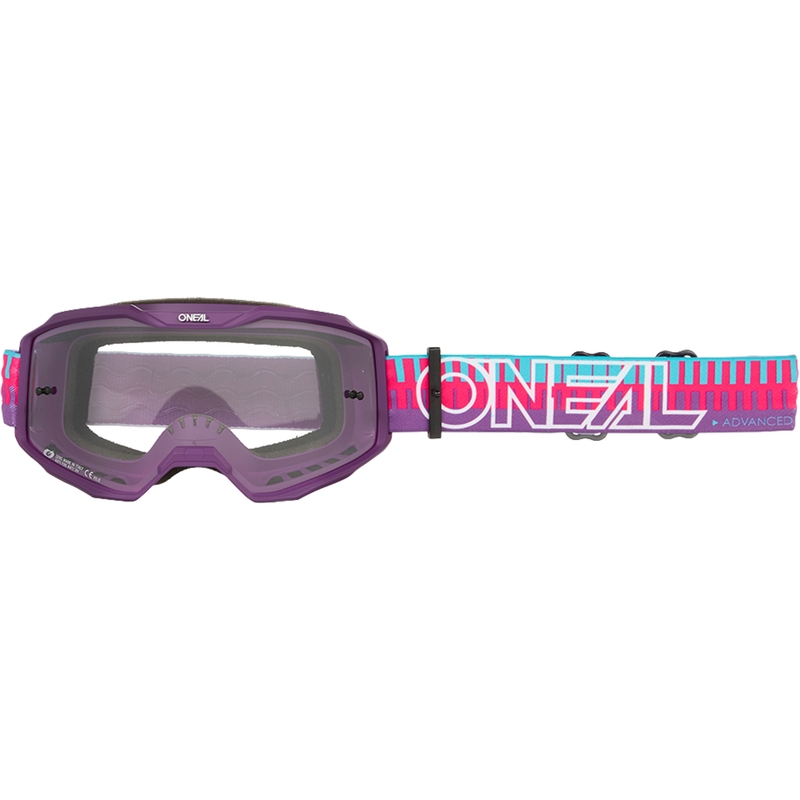 Okulary motocrossowe O´Neal B-10 Striped różowo-fioletowe (przezroczyste pleksi)