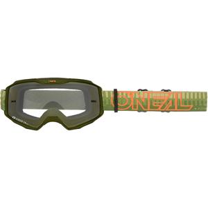 Okulary motocrossowe O´Neal B-10 Striped zielono-pomarańczowe (przezroczyste pleksi)