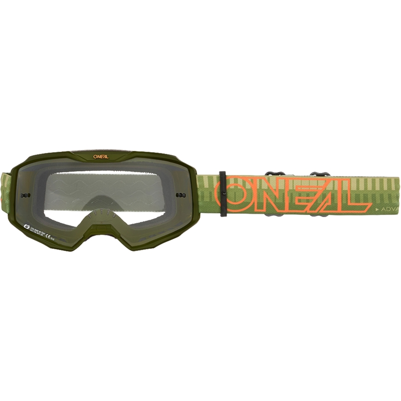 Okulary motocrossowe O´Neal B-10 Striped zielono-pomarańczowe (przezroczyste pleksi)