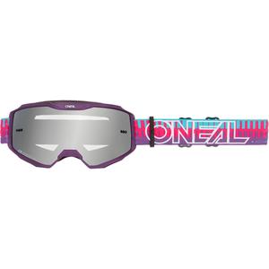 Okulary motocrossowe O´Neal B-10 Striped różowo-fioletowe (lustrzano-srebrne pleksi)