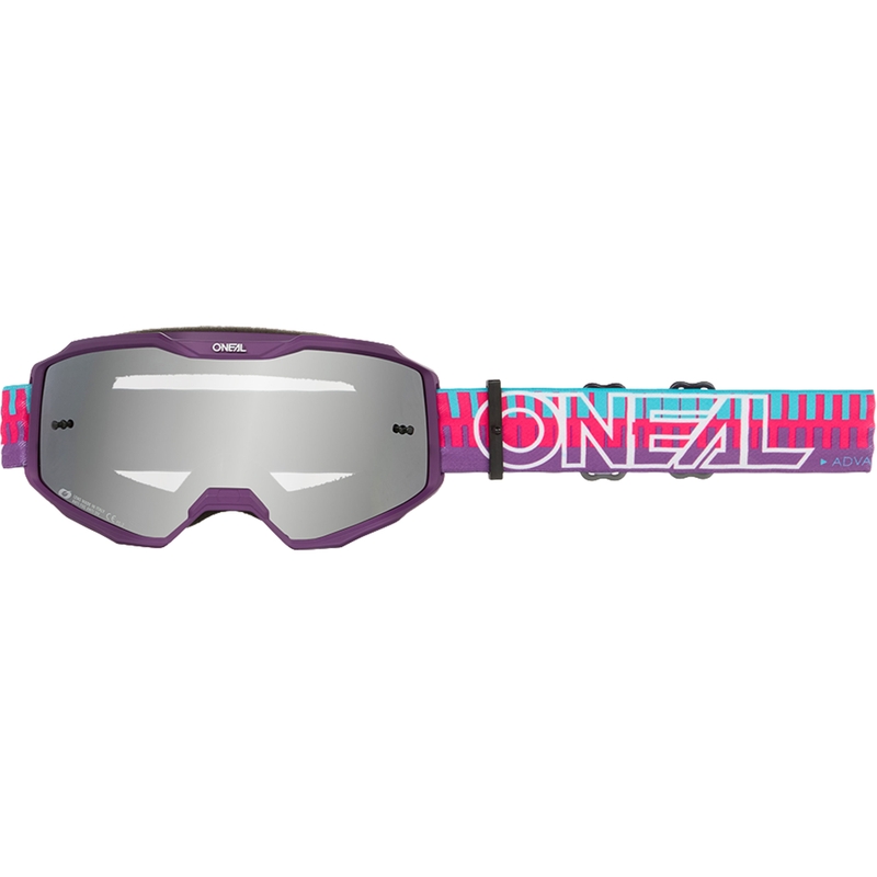 Okulary motocrossowe O´Neal B-10 Striped różowo-fioletowe (lustrzano-srebrne pleksi)