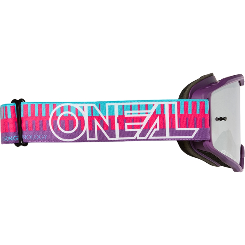Okulary motocrossowe O´Neal B-10 Striped różowo-fioletowe (lustrzano-srebrne pleksi)