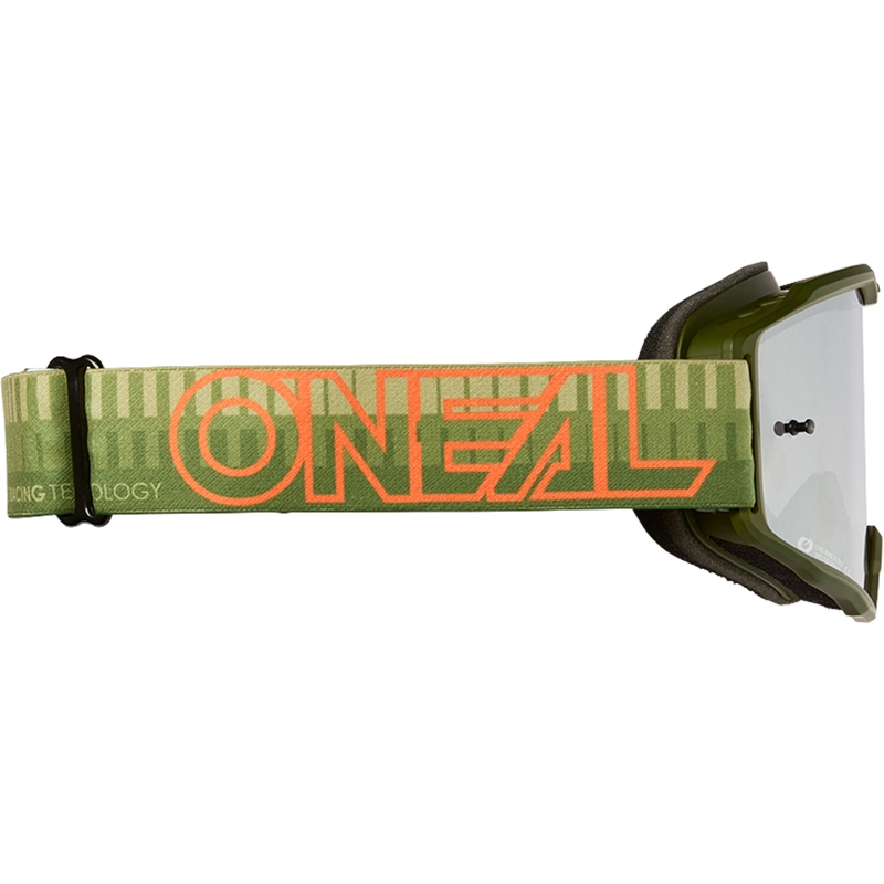 Okulary motocrossowe O´Neal B-10 Striped zielono-pomarańczowe (lustrzano-srebrne pleksi)