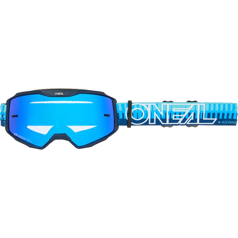 Okulary motocrossowe O´Neal B-10 Striped blue (pleksiglas irydowo-niebieski)