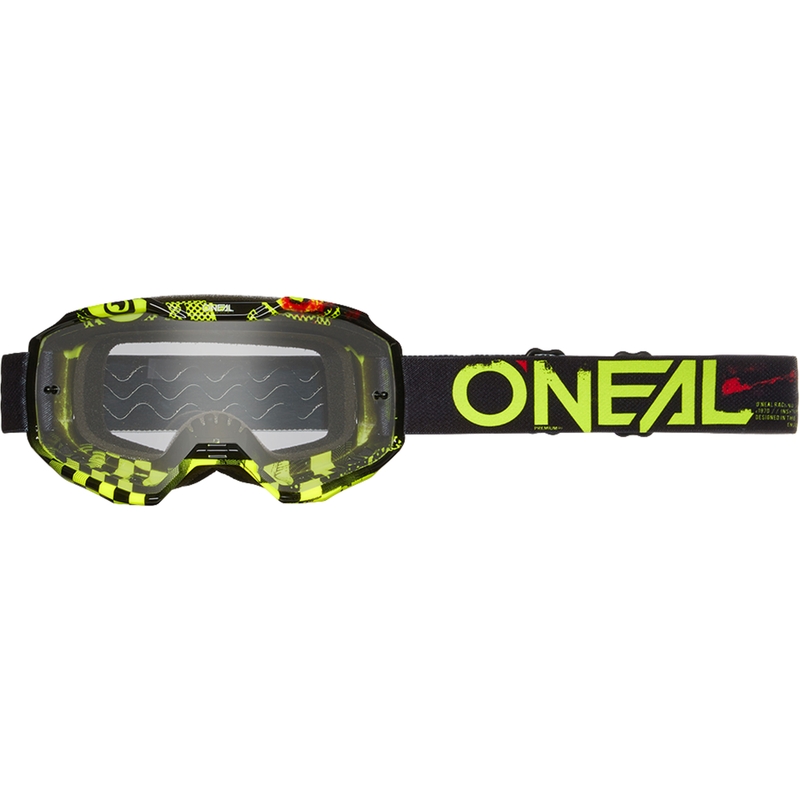 Okulary motocrossowe O´Neal B-10 Attack czarno-żółte (przezroczyste pleksi)