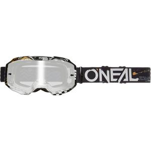 Gogle motocrossowe O´Neal B-10 Attack czarno-białe (lustrzano-srebrne pleksi)