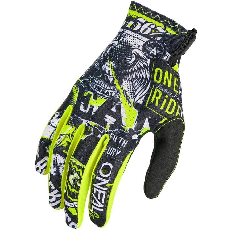 Rękawice motocrossowe O'Neal Matrix Attack czarno-fluo-żółte