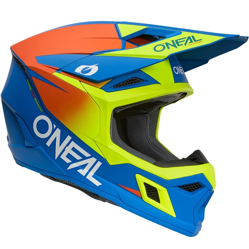 Kask motocrossowy dziecięcy O'Neal 3SRS Solid matowy niebiesko-fluo żółty