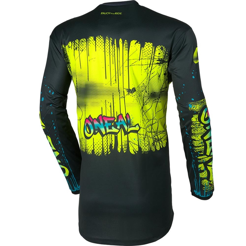 Koszulka motocrossowa dla dzieci O'Neal Element Rancid w kolorze czarno-fluo-żółtym