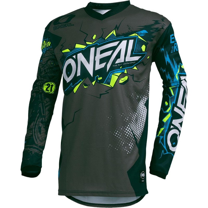 Koszulka motocrossowa dla dzieci O'Neal Element Villain w kolorze szarym