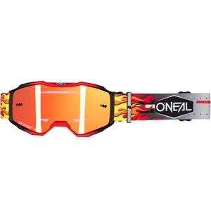 Okulary motocrossowe dziecięce O'Neal B-10 HR wielokolorowe z pleksiglasem w kolorze irydowo czerwonym