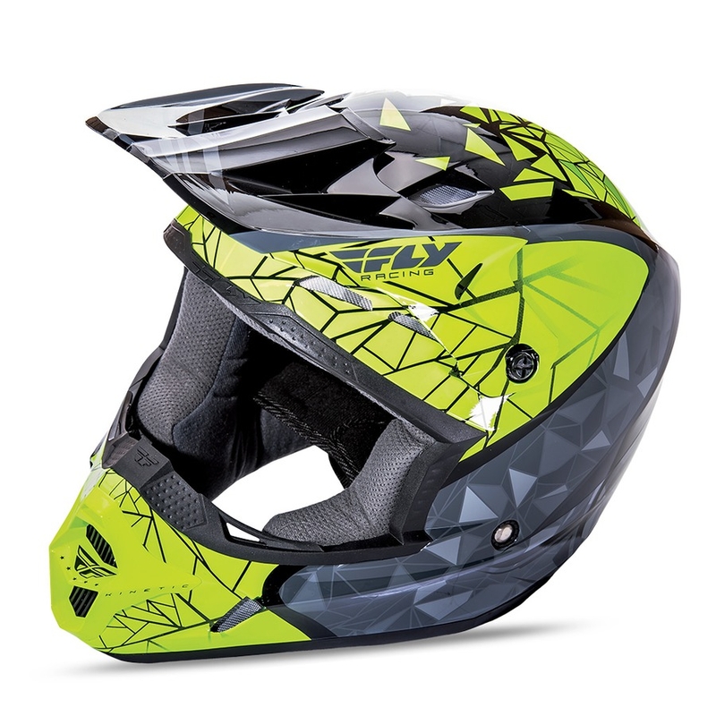 Motokrosowy kask FLY Racing Kinetic CRUX - USA fluo żółto-szaro-czarny - II. jakość