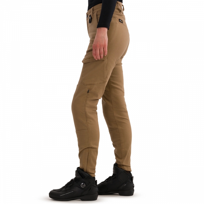 Damskie jeansy motocyklowe o skróconym kroju Shima Recon sand
