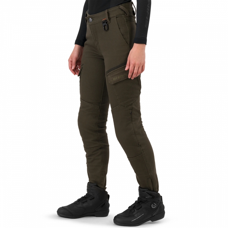 Damskie jeansy motocyklowe o skróconym kroju Shima Recon zielone