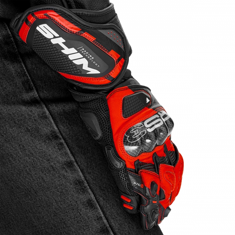 Rękawice motocyklowe Shima RS-3 fluorescencyjne czerwone