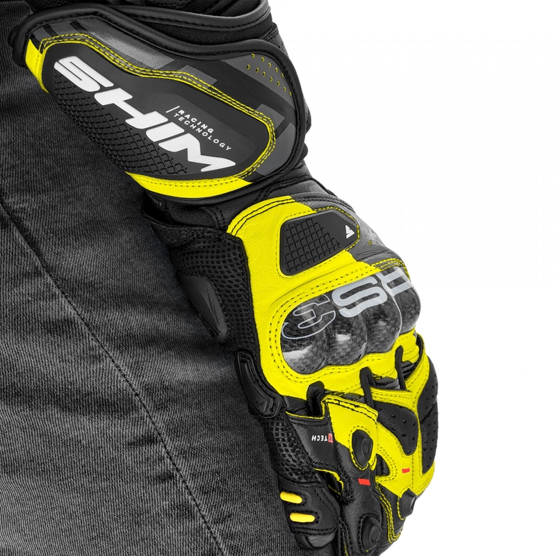 Rękawice motocyklowe Shima RS-3 fluorescencyjne żółte