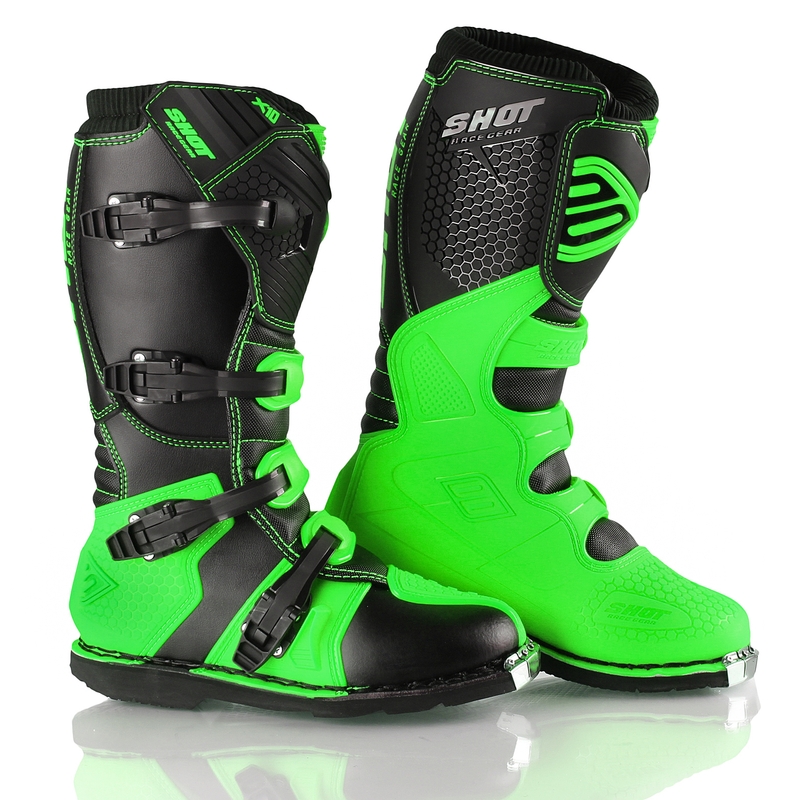 Buty motocyklowe Shot X10 czarno-fluo zielone