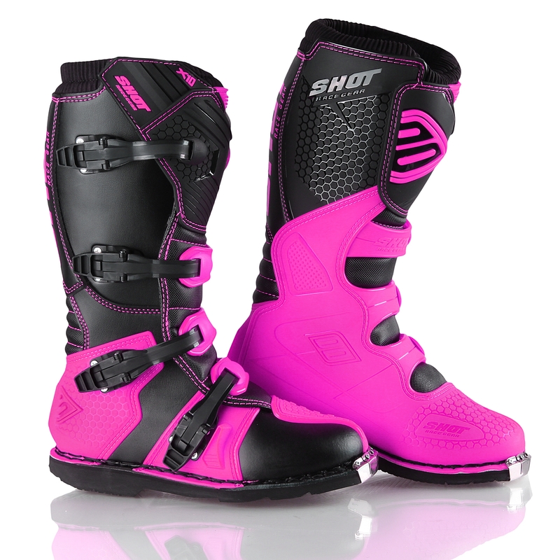 Buty motocyklowe Shot X10 czarno-fluo różowe wyprzedaż