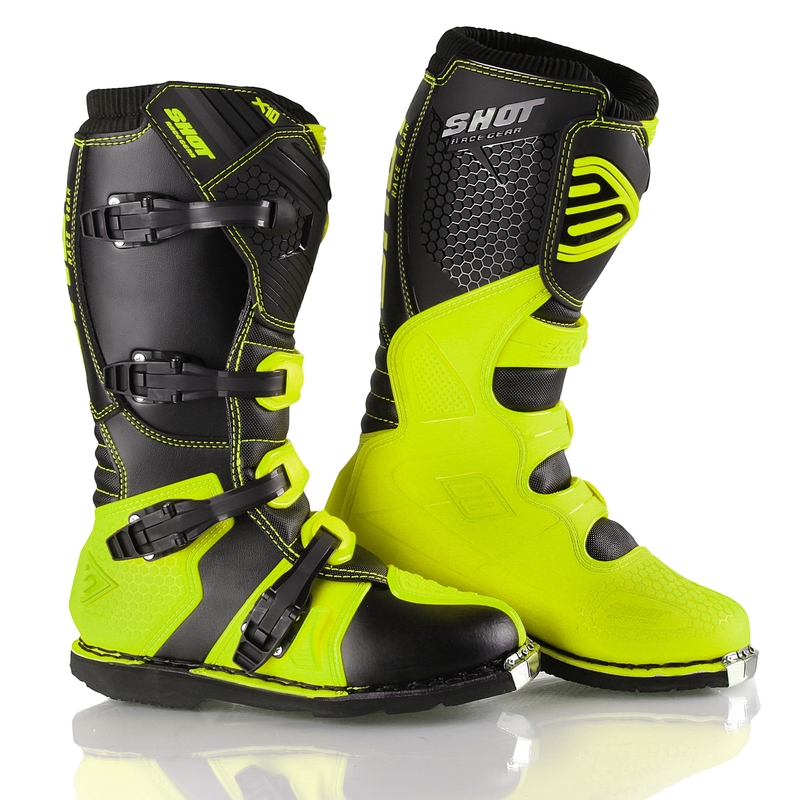 Buty motocyklowe Shot X10 czarno-fluo żółte wyprzedaż