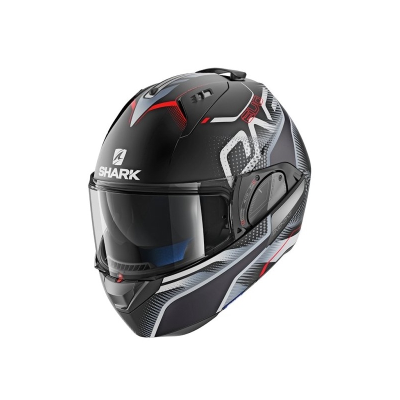 Kask z podnoszoną szczęką SHARK EVO-ONE 2 Keenser Mat czarno-srebrno-czerwony