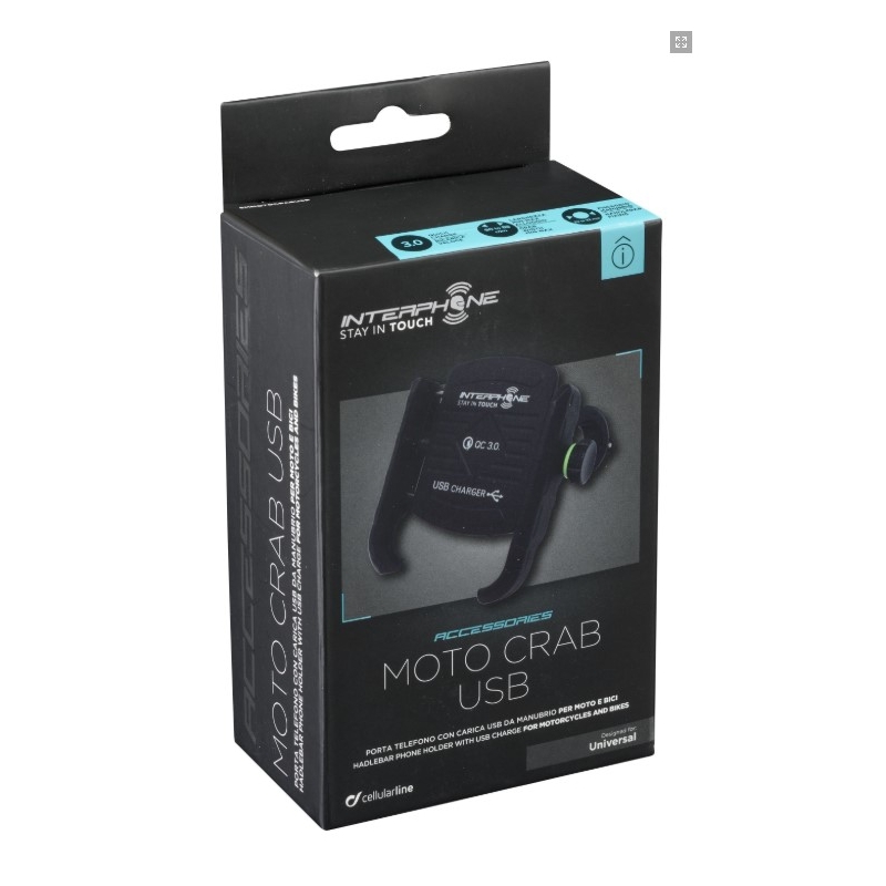 Uniwersalny uchwyt Interphone Motocrab z portem USB