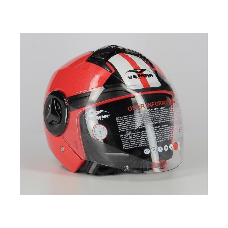 Otwarty kask motocyklowy Vemar Breeze Street czarno-biało-czerwony