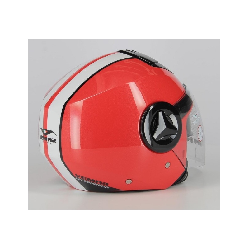 Otwarty kask motocyklowy Vemar Breeze Street czarno-biało-czerwony