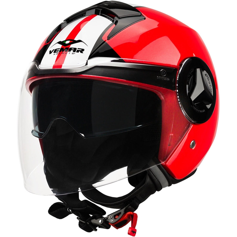 Otwarty kask motocyklowy Vemar Breeze Street czarno-biało-czerwony