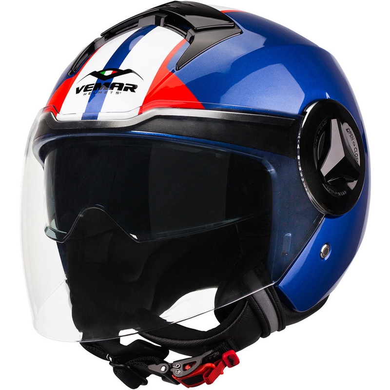 Otwarty kask motocyklowy Vemar Breeze Street niebiesko-biało-czerwono-czarny
