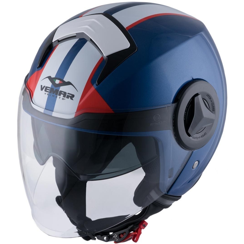 Otwarty kask motocyklowy Vemar Breeze Street niebiesko-biało-czerwono-czarny
