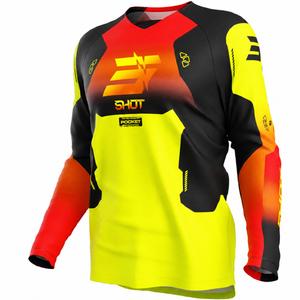 Koszulka motocrossowa dla dzieci Shot Draw Rocket w kolorze fluorescencyjnym żółtym
