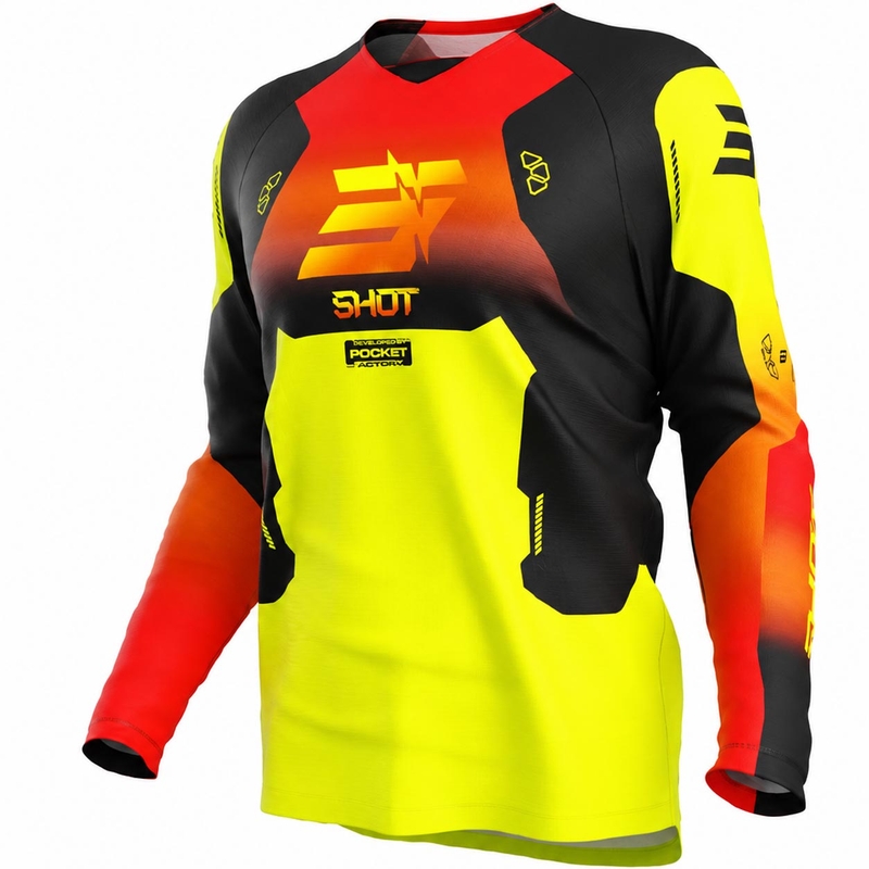 Koszulka motocrossowa dla dzieci Shot Draw Rocket w kolorze fluorescencyjnym żółtym