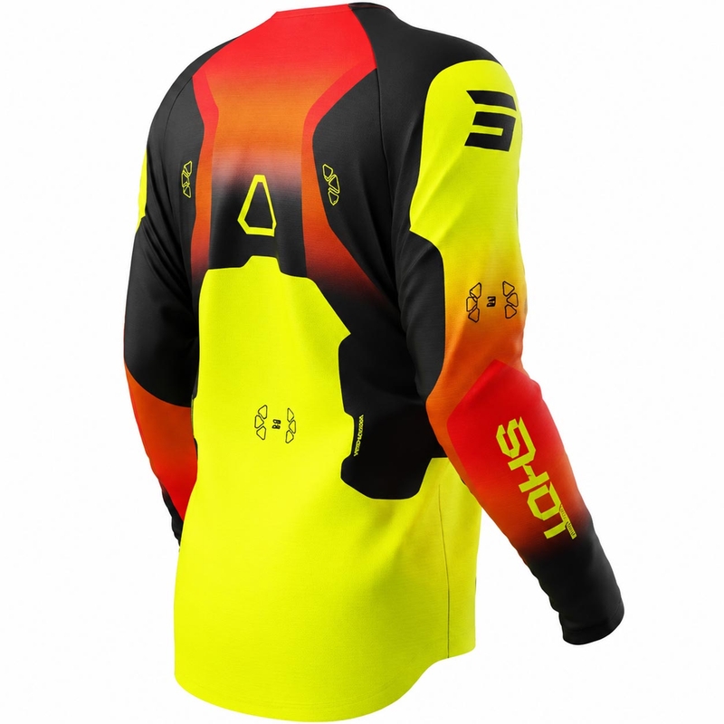 Koszulka motocrossowa dla dzieci Shot Draw Rocket w kolorze fluorescencyjnym żółtym
