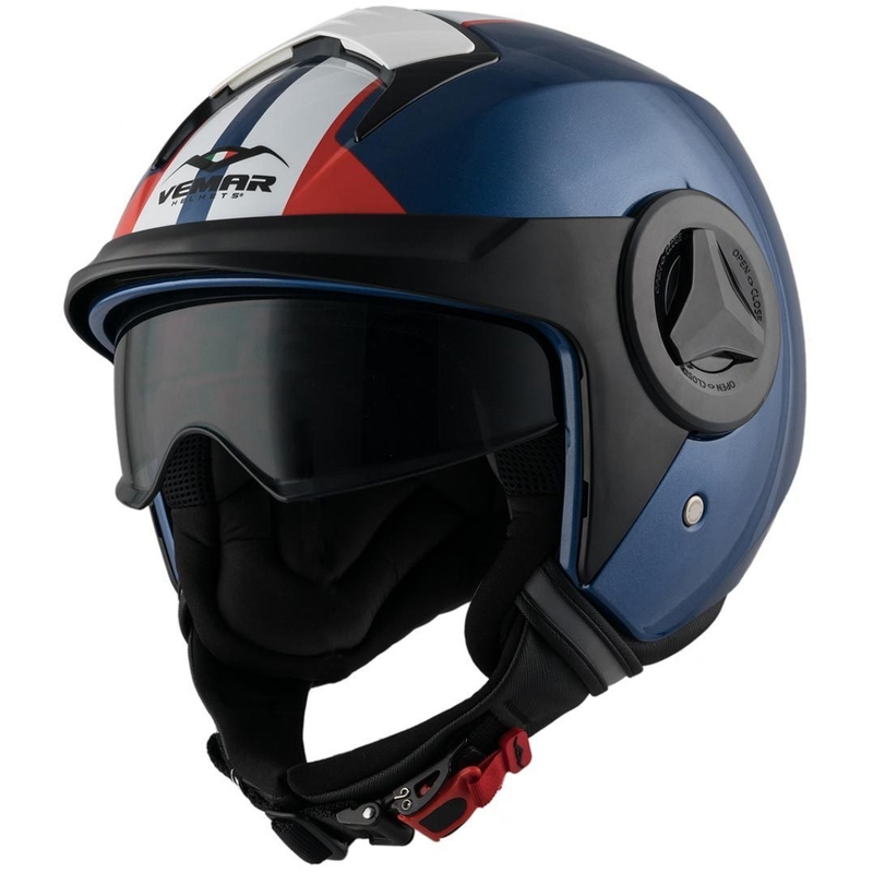 Otwarty kask motocyklowy Vemar Breeze Street niebiesko-biało-czerwono-czarny