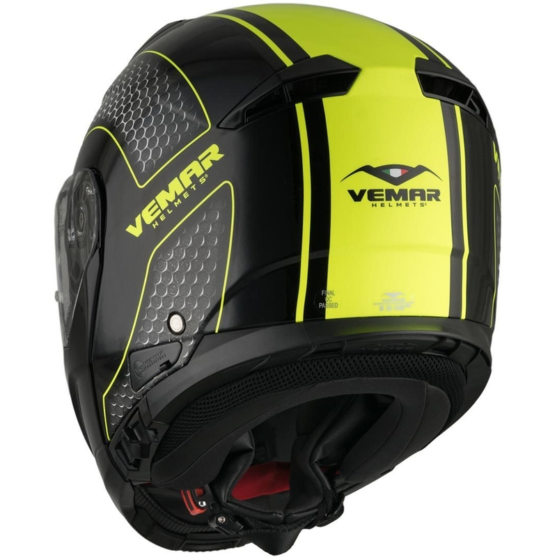 Szczękowy kask motocyklowy Vemar Sharki Hive czarny matowy-szary-neon żółty