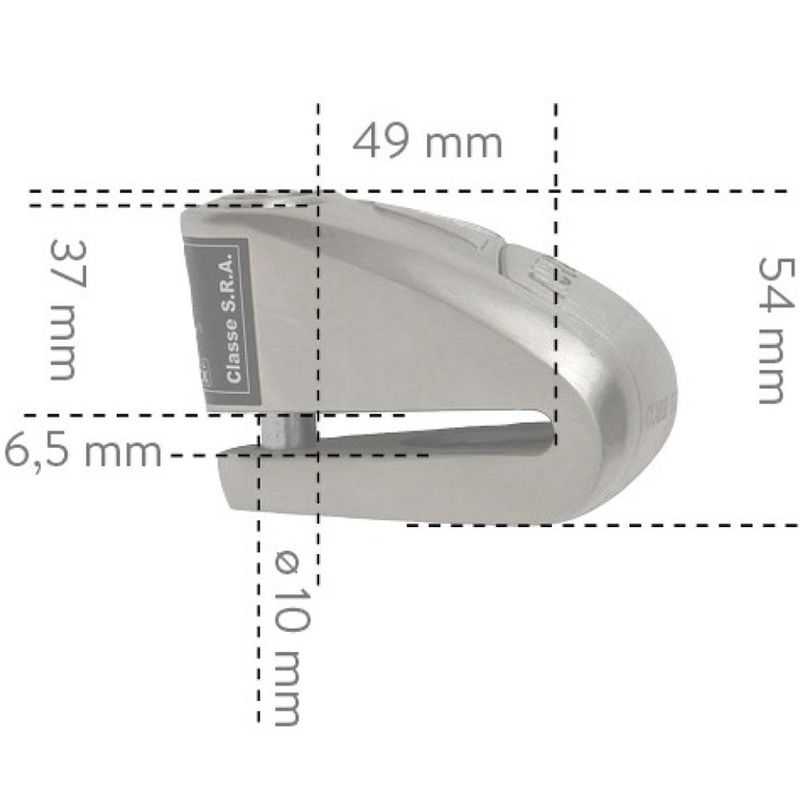 Blokada tarczy hamulcowej Auvray B-Lock 10 z alarmem 120 dB, stal srebrna