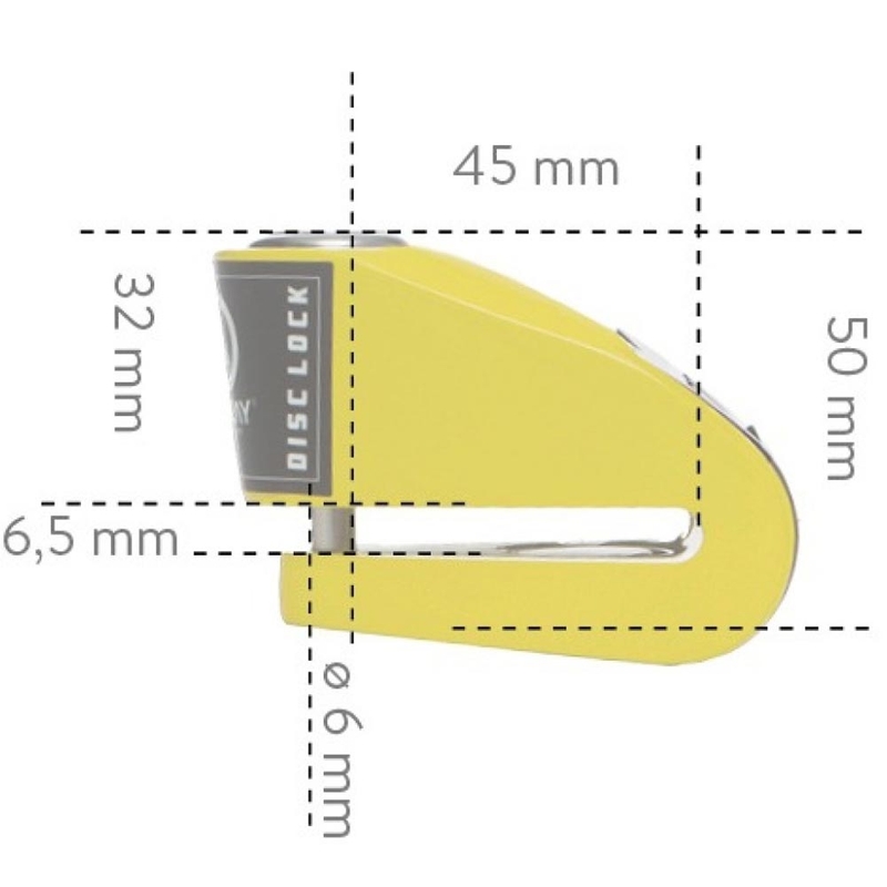 Blokada tarczy hamulcowej Auvray B-Lock 06 z alarmem 120 dB, żółta