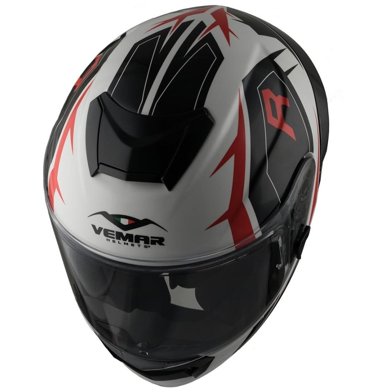 Integralny kask motocyklowy Vemar Hurricane Revenge czarno-biało-czerwony