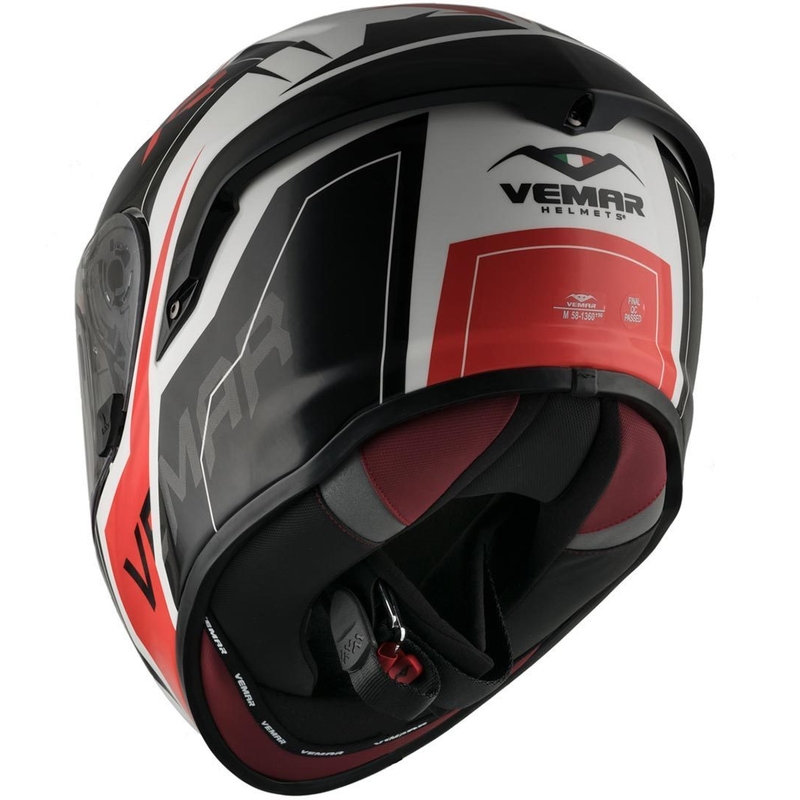 Integralny kask motocyklowy Vemar Hurricane Revenge czarno-biało-czerwony