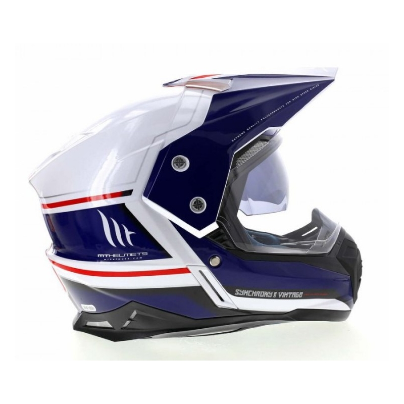 Enduro kask MT Synchrony Duosport SV Tourer biało-niebiesko-czerwony wyprzedaż