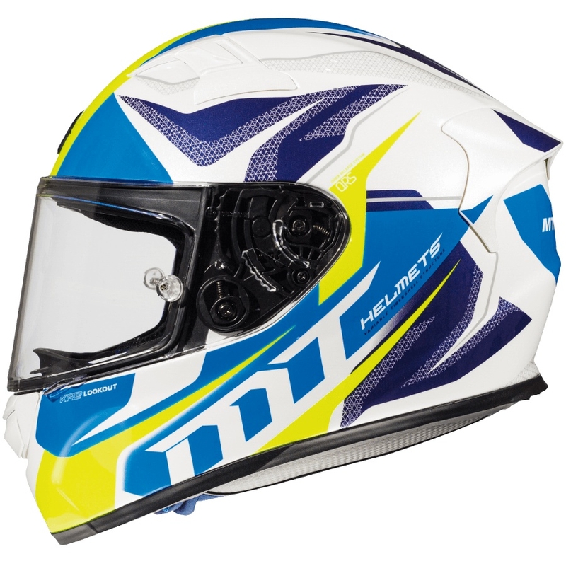 Integralny kask motocyklowy MT Kre Lookout biało-niebiesko-fluo żółty wyprzedaż