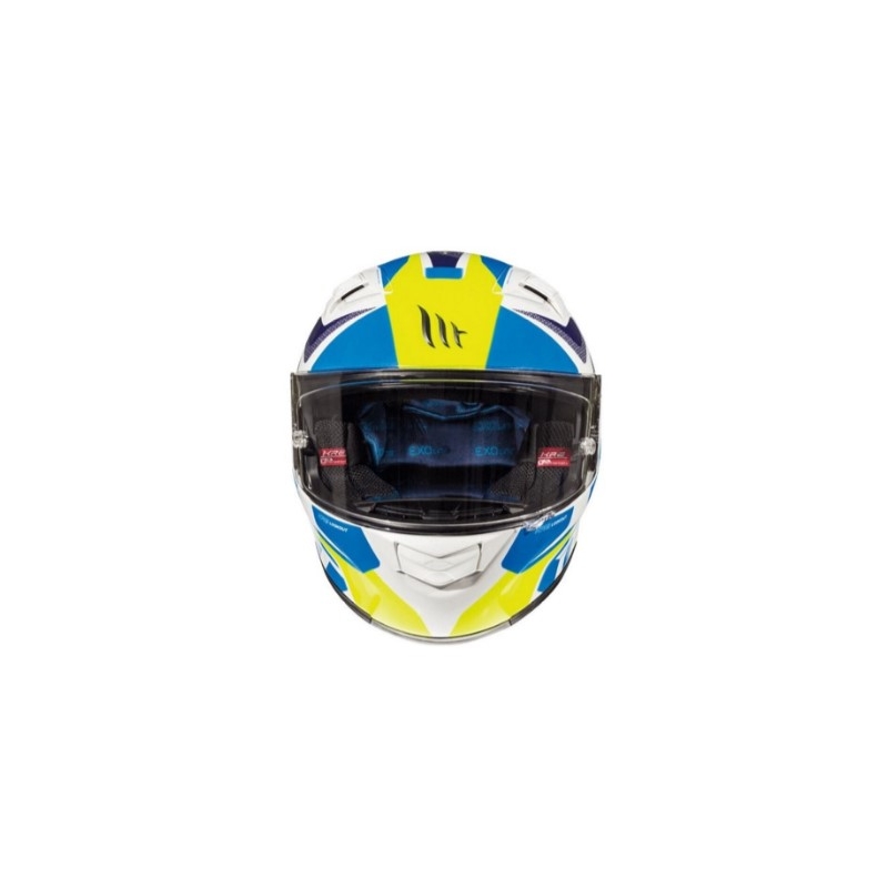 Integralny kask motocyklowy MT Kre Lookout biało-niebiesko-fluo żółty wyprzedaż