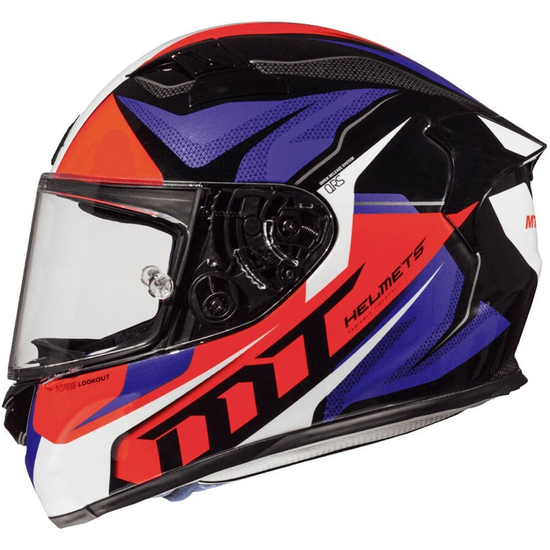 Integralny kask motocyklowy MT Kre Lookout niebiesko-czarno-fluo czerwony wyprzedaż