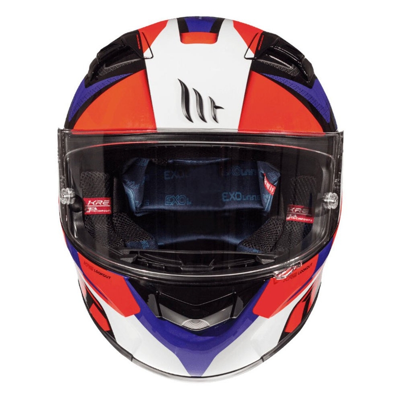 Integralny kask motocyklowy MT Kre Lookout niebiesko-czarno-fluo czerwony wyprzedaż
