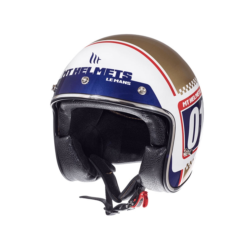 Otwarty kask motocyklowy MT LeMans SV 2 Numberplate biało-złoty