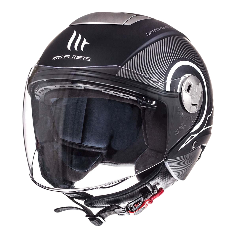Otwarty kask motocyklowy MT City Eleven SV Tron czarny matowy-biały wyprzedaż